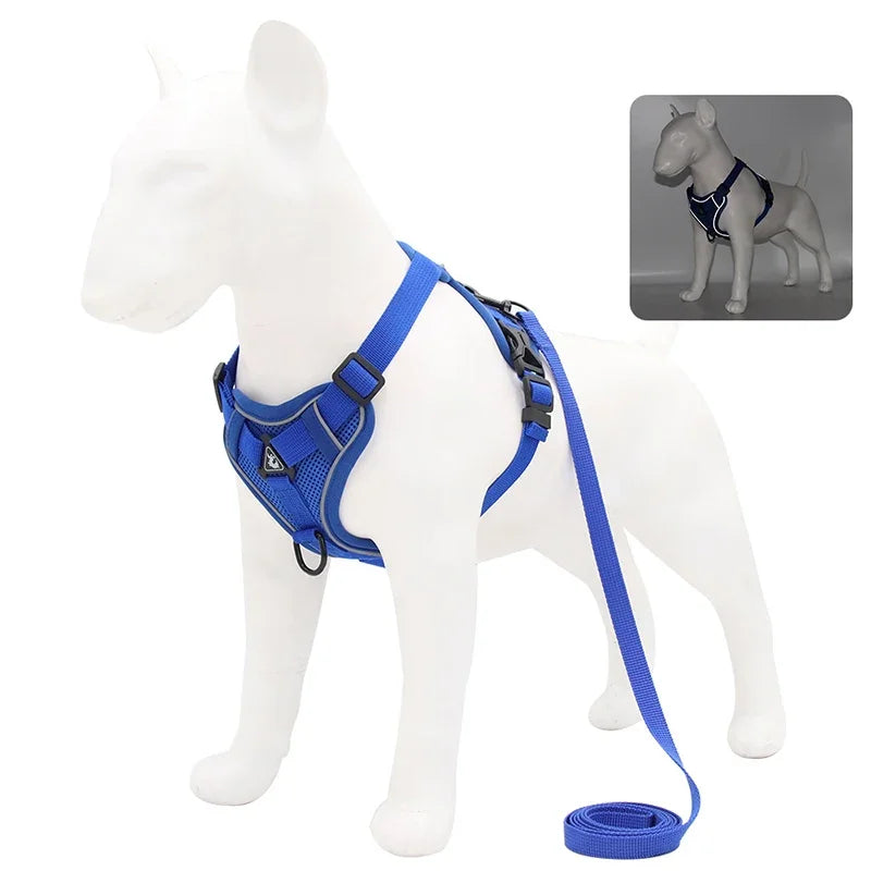 🐾 No Pull Dog Harness & Leash Set – Reflective Adjustable Mesh Vest for Small Dogs & Cats
