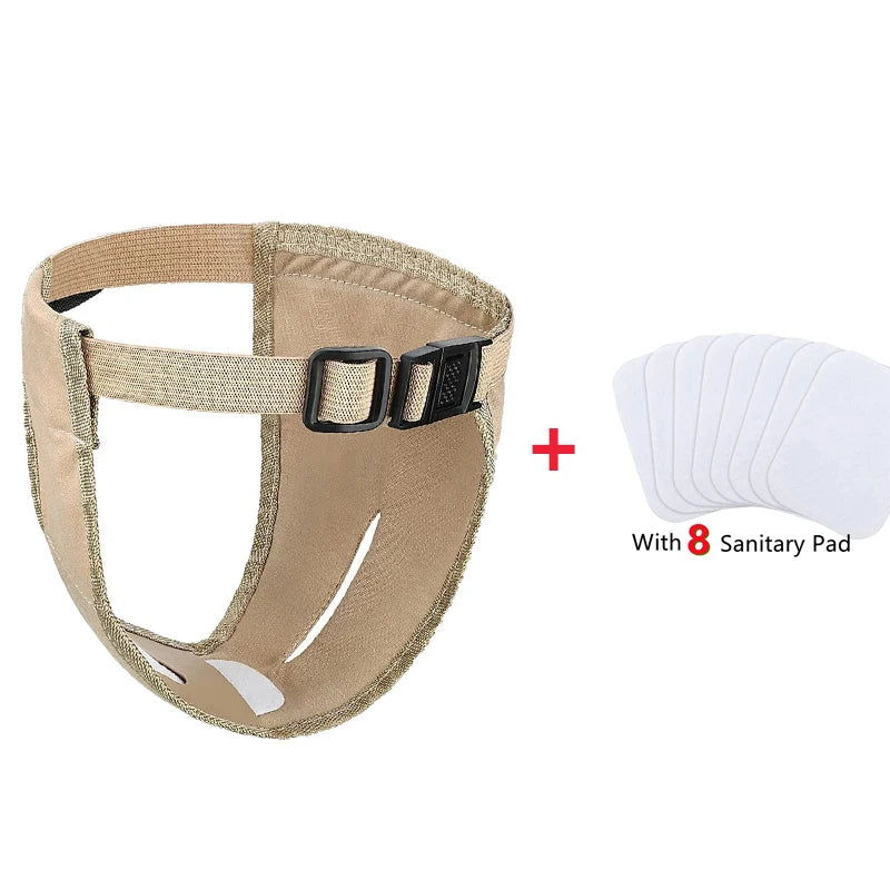 Female Dog Washable Diaper Pants – Anti-Harass Heat Nappies with 8 Pads