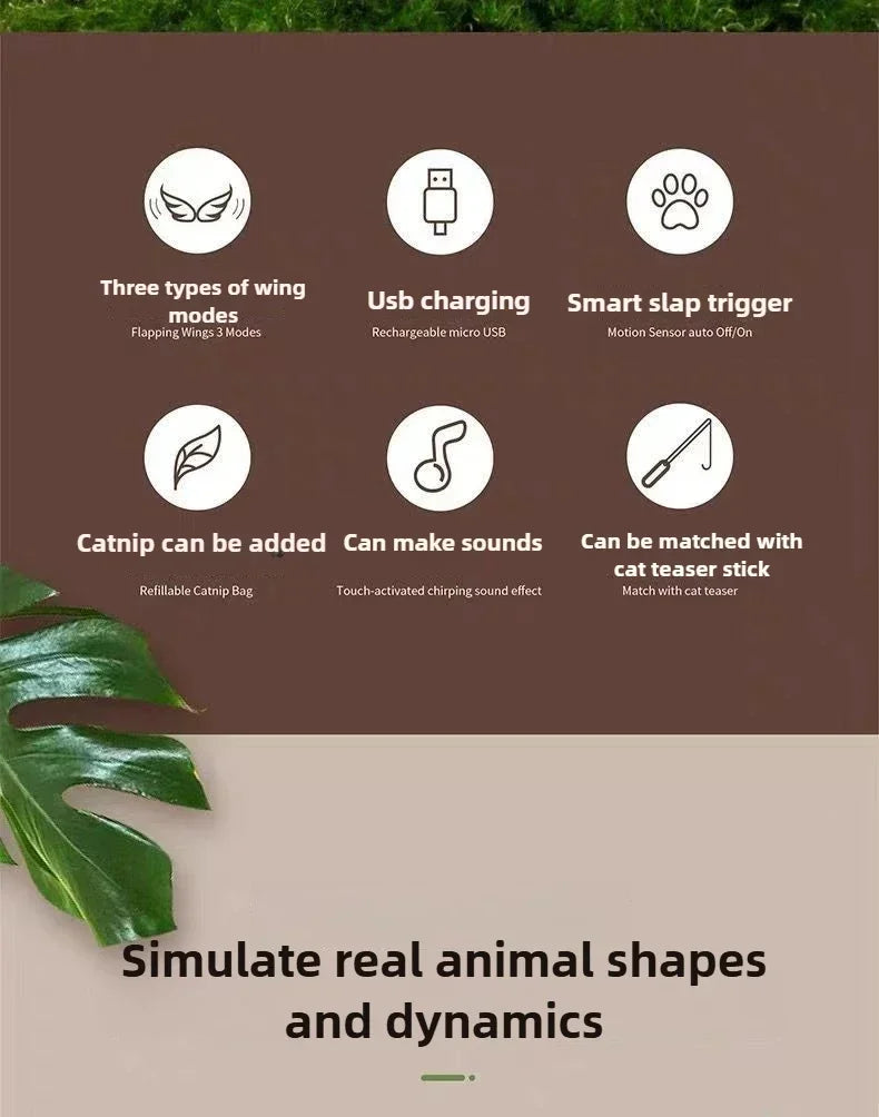 Rechargeable Flying Bird Cat Toy – Chirping & Flapping