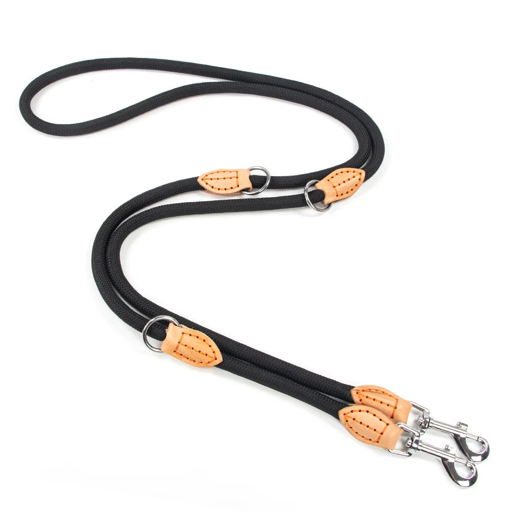 🐕‍🦺 210cm Multipurpose Adjustable Double Dog Leash – Hands-Free Luxury Nylon Leash for 2 Small/Medium Dogs