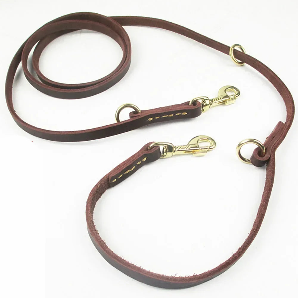 🐕 Genuine Leather Hands-Free Service Dog Leash – 7-in-1 Multi-Function Crossbody Pet Lead
