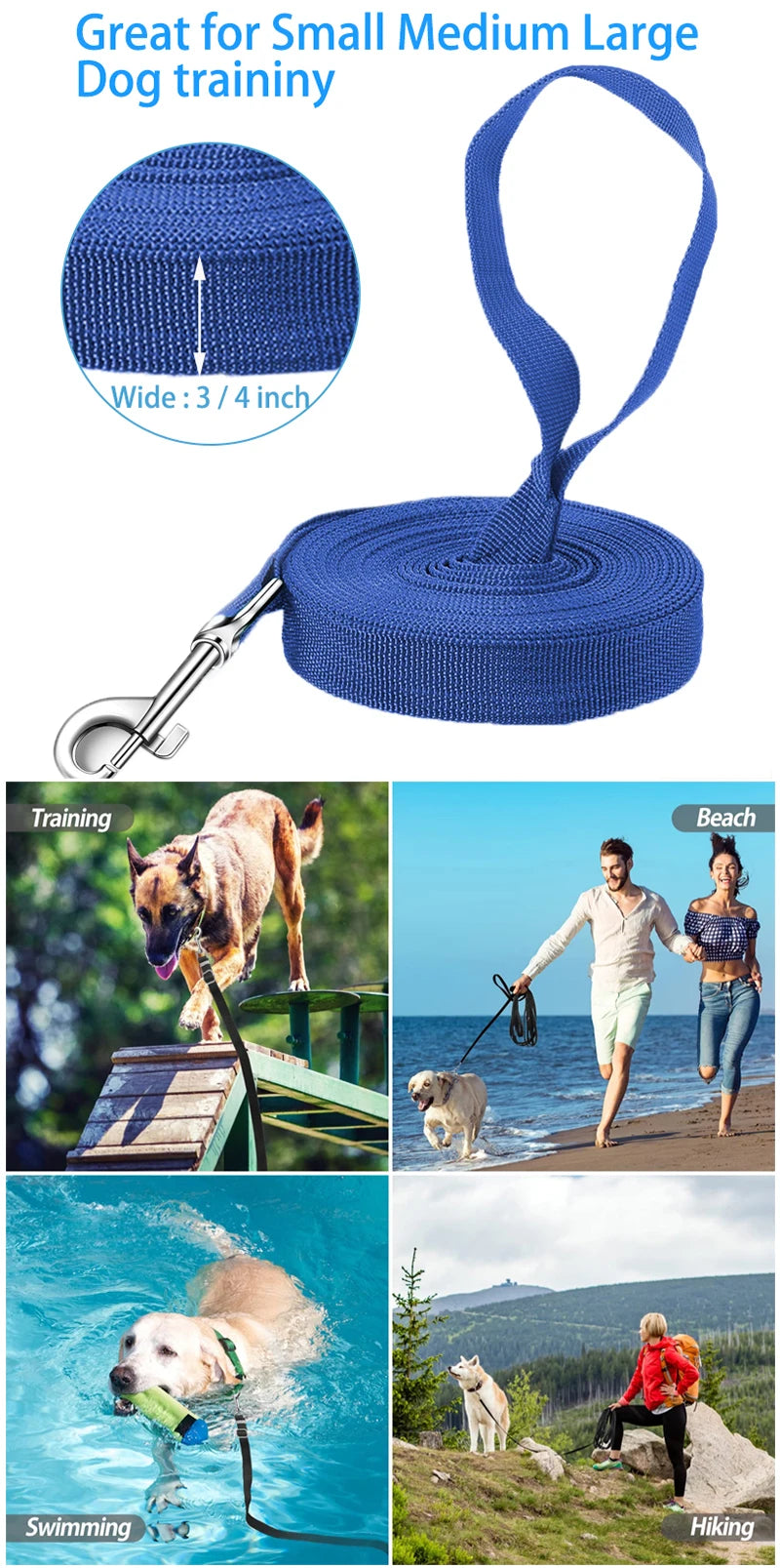 🐶 Nylon Dog Training Leash – Durable Walking & Traction Rope for Small & Large Dogs (1.5M–10M)