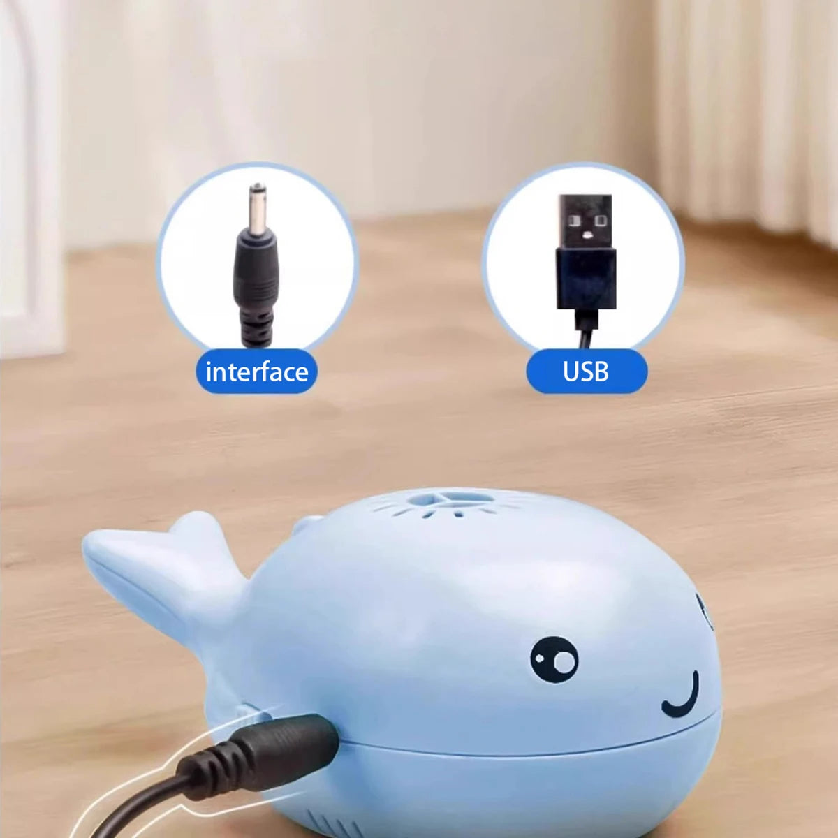 Whale Shaped Interactive Electric Floating Cat Toy – USB Powered Dual Fan Teaser