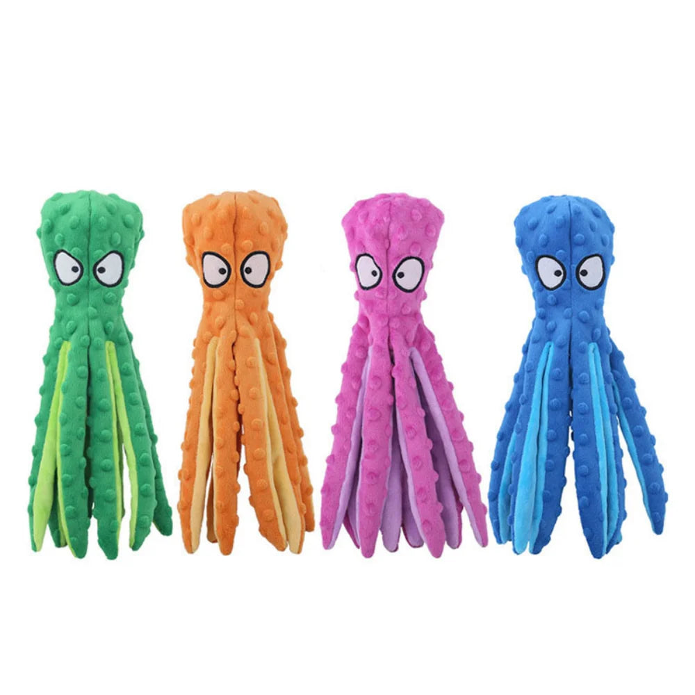 Interactive Plush Octopus Pet Toy – Bite-Resistant Voice Puzzle Toy for Cats & Dogs – Chew & Teeth Cleaning Pet Toy