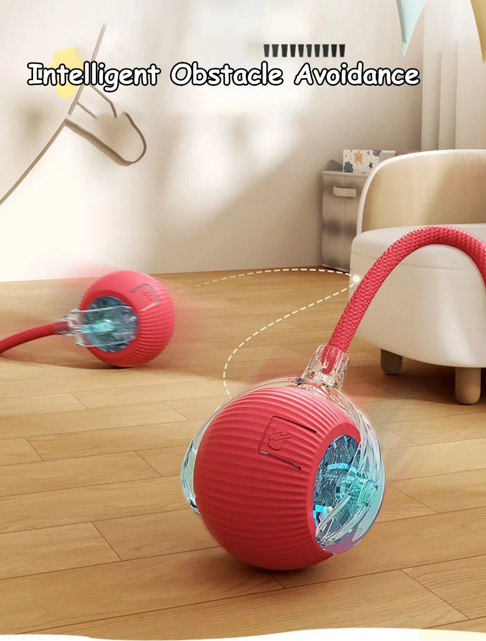 Smart Rolling Cat Toy – Rechargeable Ball with Faux Tail & Mouse Simulation