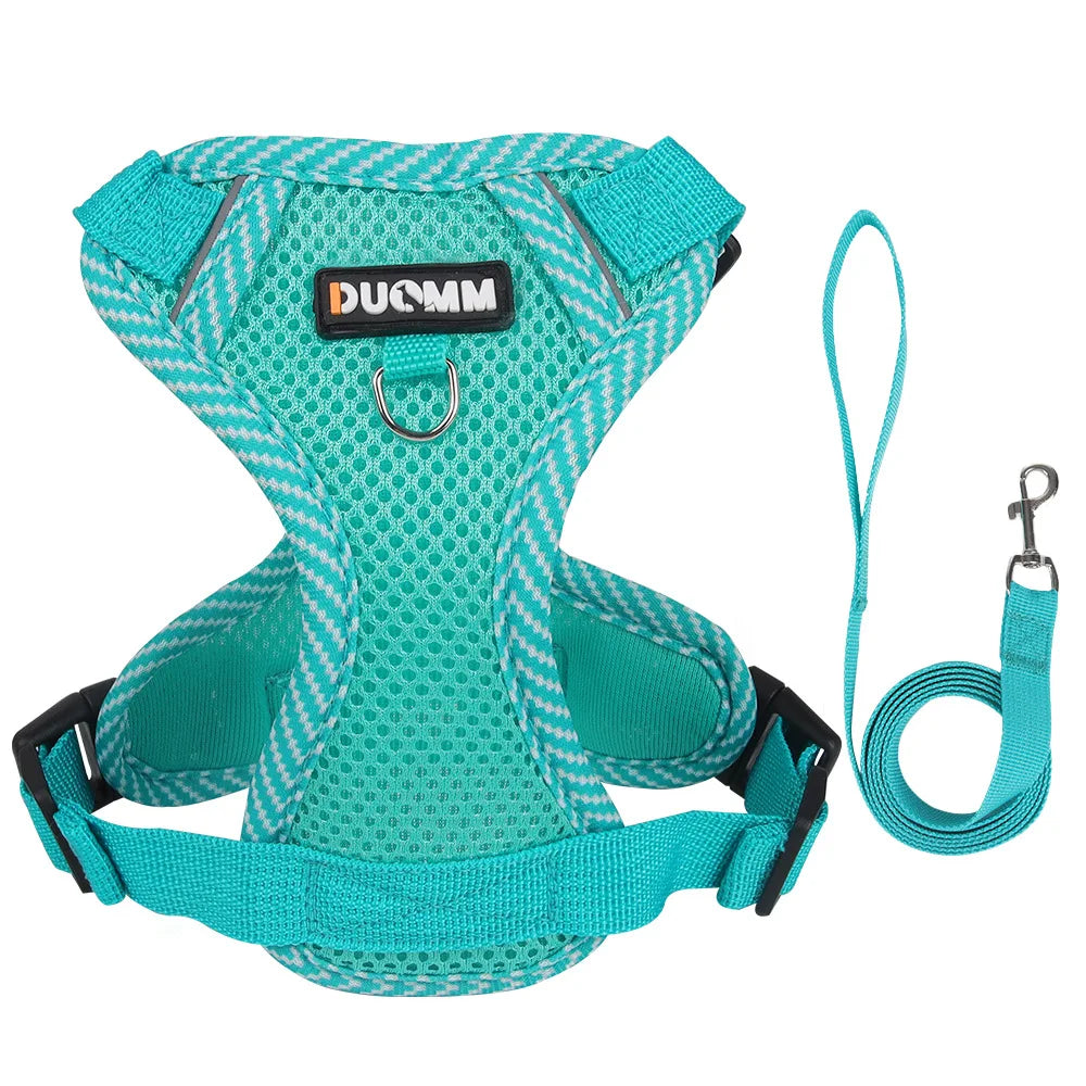 🐾 Fashion Reflective Cat Harness & Leash Set – Breathable Mesh for Cats & Small Dogs