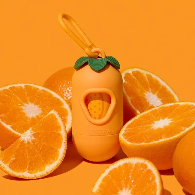 Orange Scented Dog Poop Bags – Degradable Waste Bags with Portable Dispenser for Dog Walking & Cleanup