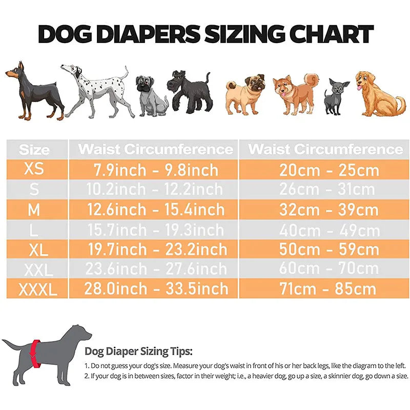 Female Dog Washable Diaper Pants – Anti-Harass Heat Nappies with 8 Pads