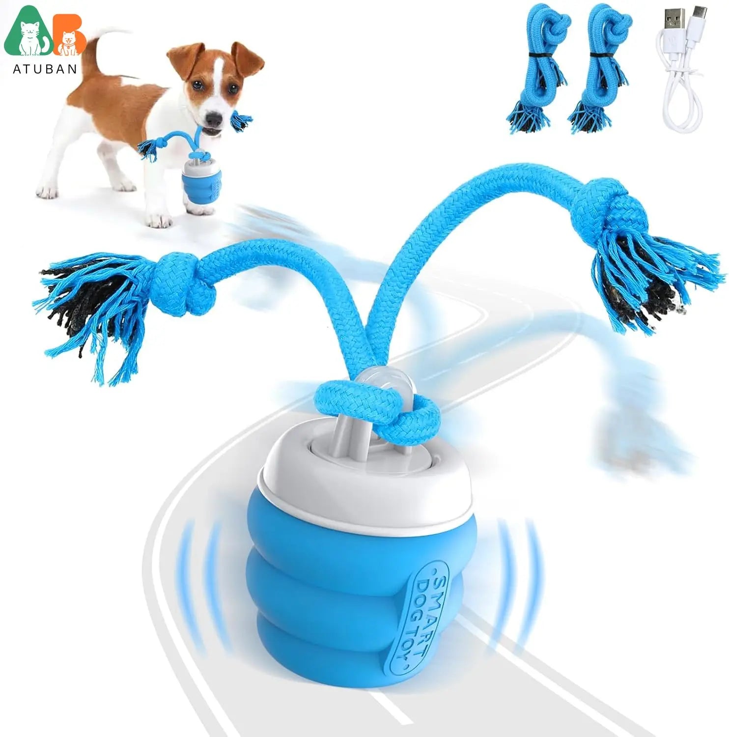 ATUBAN Smart Dog Ball – Rechargeable Automatic Interactive Toy ⚡🐾