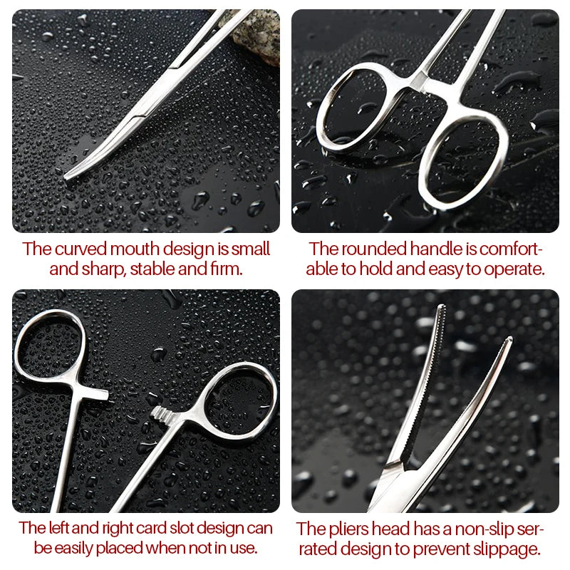 Stainless Steel Hemostatic Clamp Forceps – 18cm/16cm/14cm Straight & Curved Tips Surgical Tools