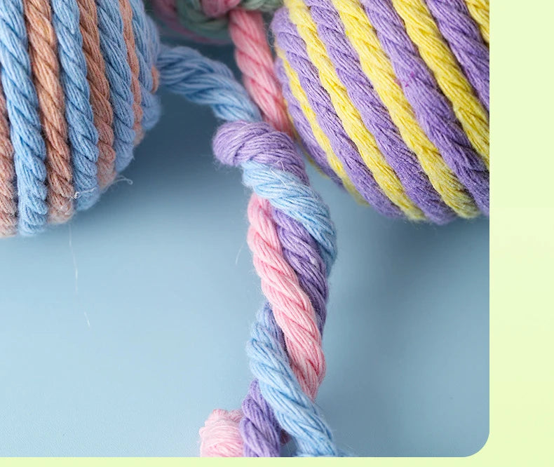 Colorful Cotton Rope Weave Ball – Interactive Teaser & Chew Toy for Cats & Dogs