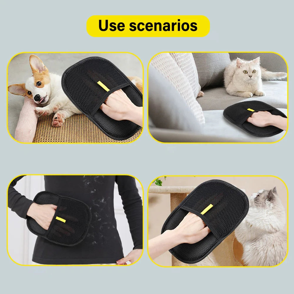 Pet Grooming Gloves 🐾 Hair Remover for Sofa, Carpet & Clothes