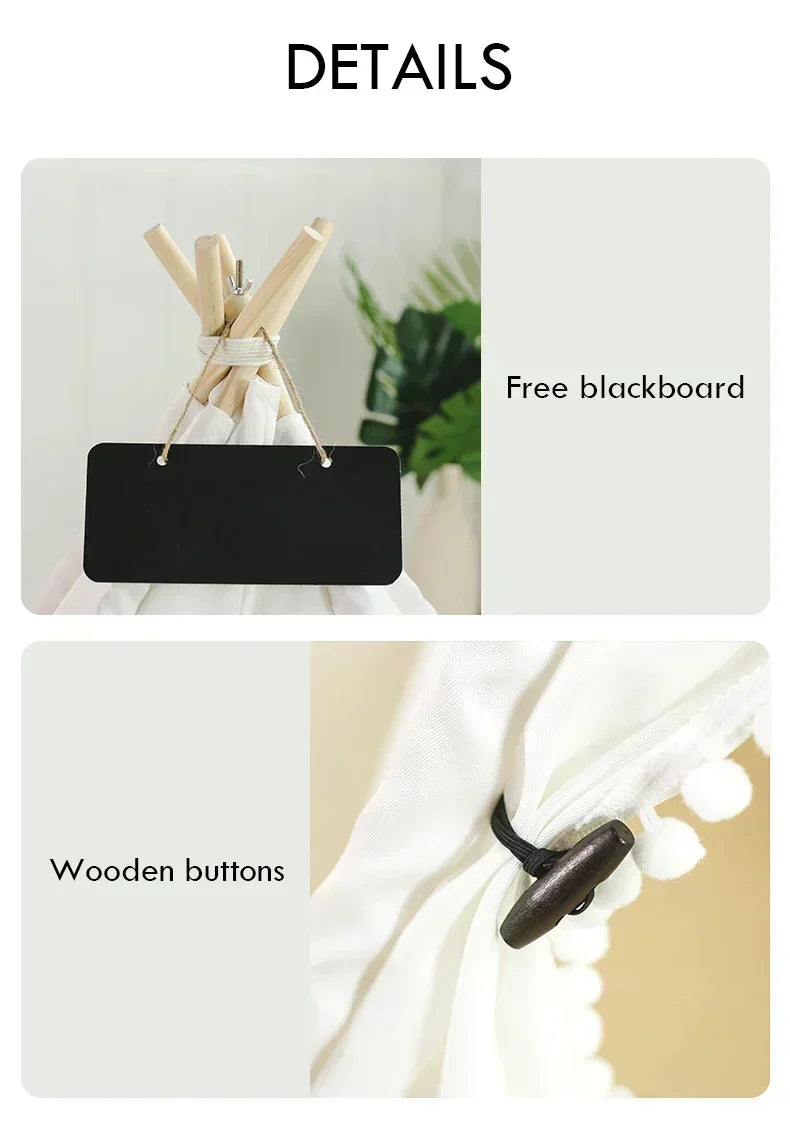 Pet Teepee Tent with Cushion – Washable Portable Indoor Dog & Cat House with Blackboard