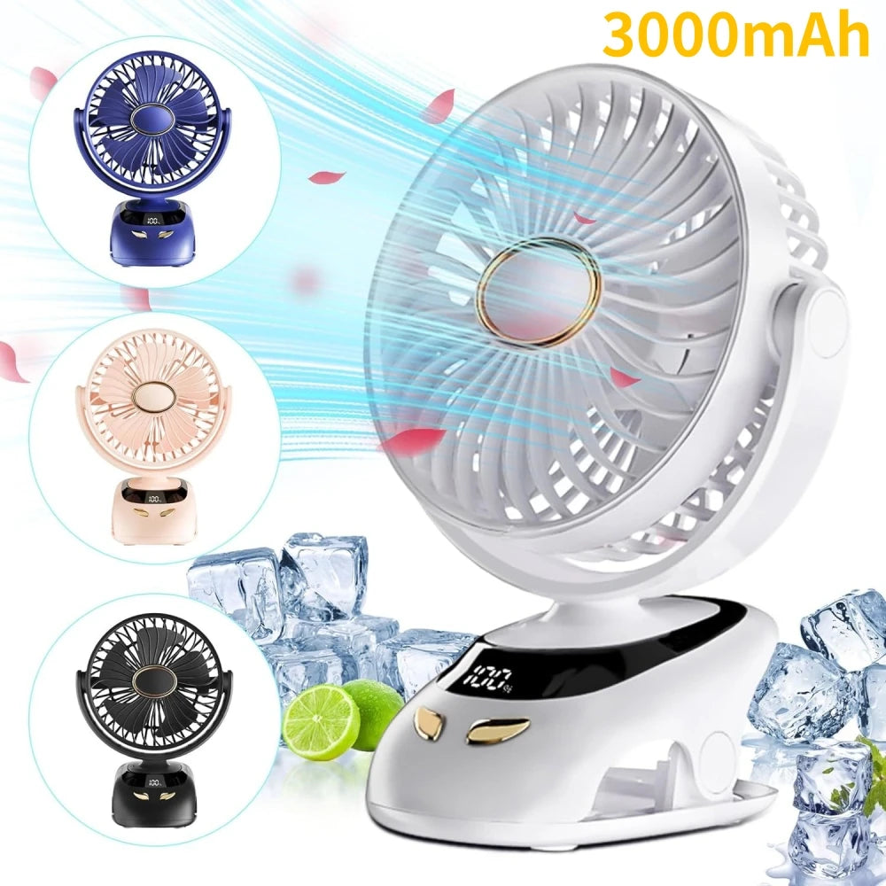 Portable USB Personal Fan for Home, Office, Travel, Bed, Stroller, Camping & Golf Cart