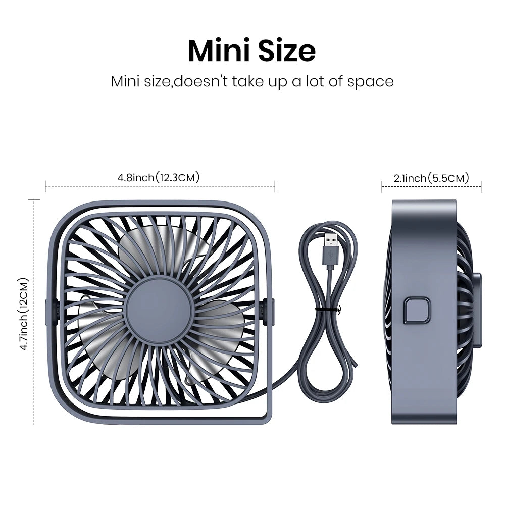 🌬️ TOPK USB Desk Fan – Portable Mini Fan with 3 Speeds | Quiet Cooling Fan for Home, Office, Desktop