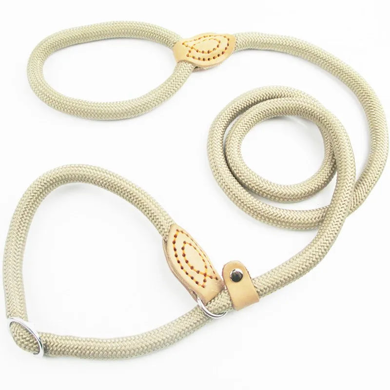 Heavy Duty Slip Rope Dog Leash – Braided Adjustable Training Lead with Loop Collar for Medium & Large Dogs