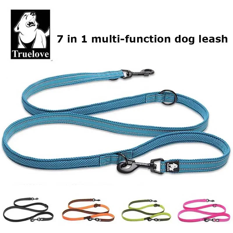 Truelove 7-in-1 Adjustable Multi-Function Dog Leash – Hands-Free, Reflective Training Lead for Walking 1 or 2 Dogs