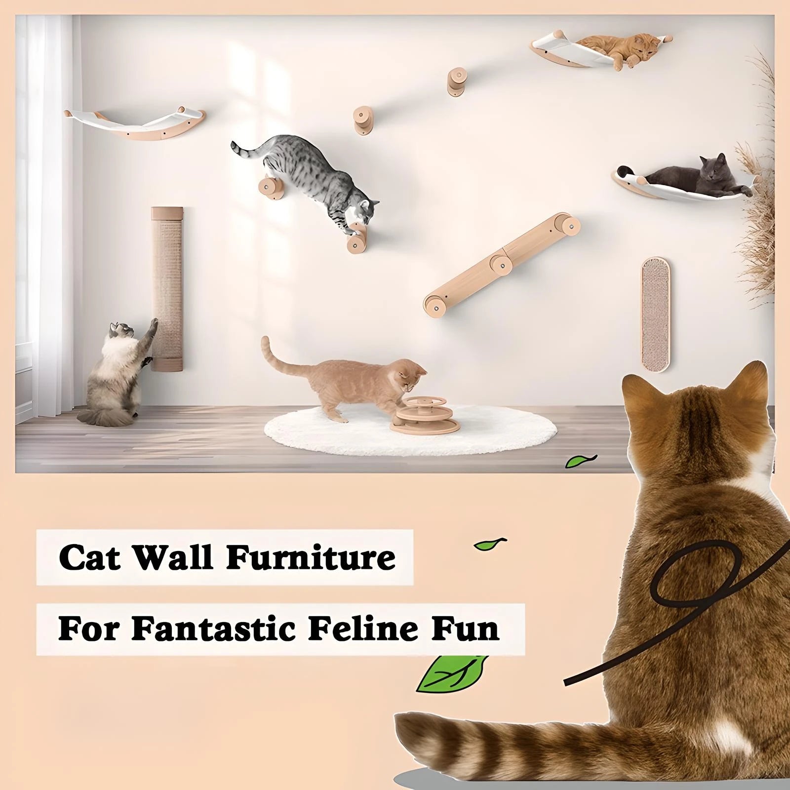 🐾 Wall-Mounted Cat Hammock with Steps – Cozy, Space-Saving Cat Shelf