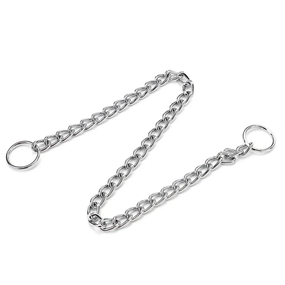 Stainless Steel P Snake Chain Choke Collar – Adjustable Dog Training Collar for Bulldogs & Large Breeds