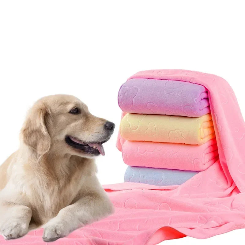 Quick-Drying Pet Bath Towel – Super Absorbent Soft Fiber Dog & Cat Towels for Grooming and Bathing