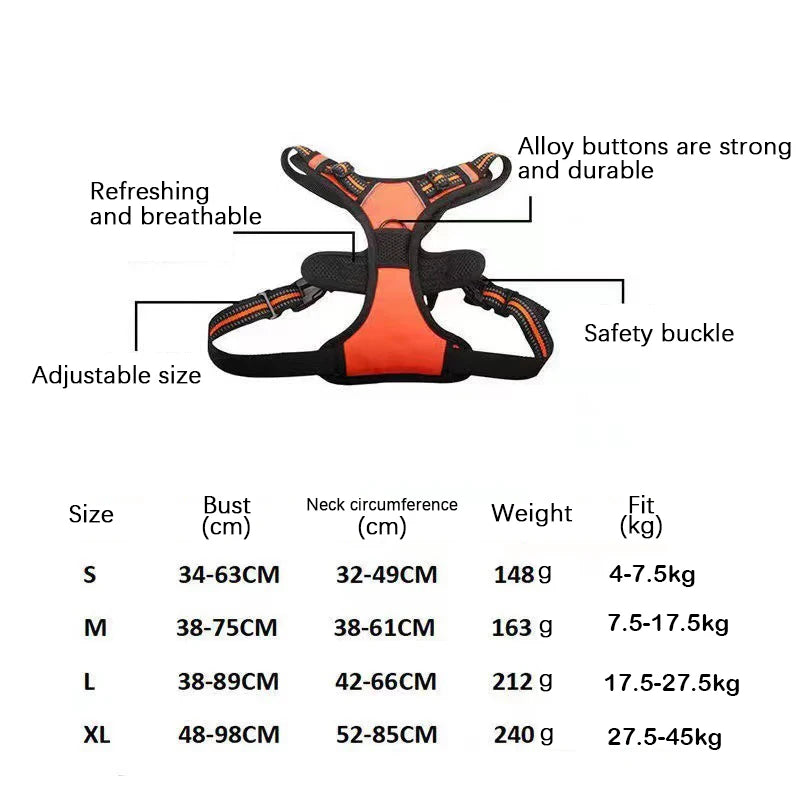 🐶 German Oak Cooling Dog Set – Escape-Proof Harness Vest & Leather Collar