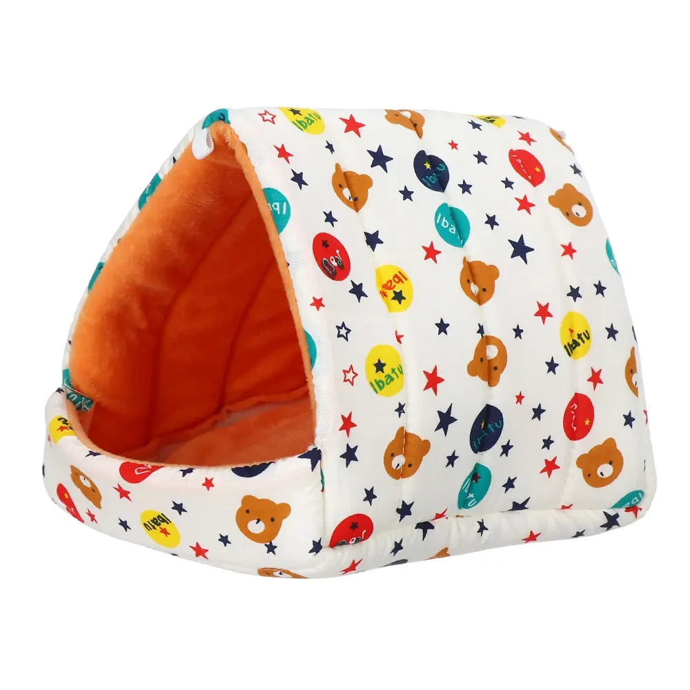 Cartoon Small Animal Bed – Soft Winter Nest for Hamsters, Guinea Pigs, Rabbits, and Squirrels
