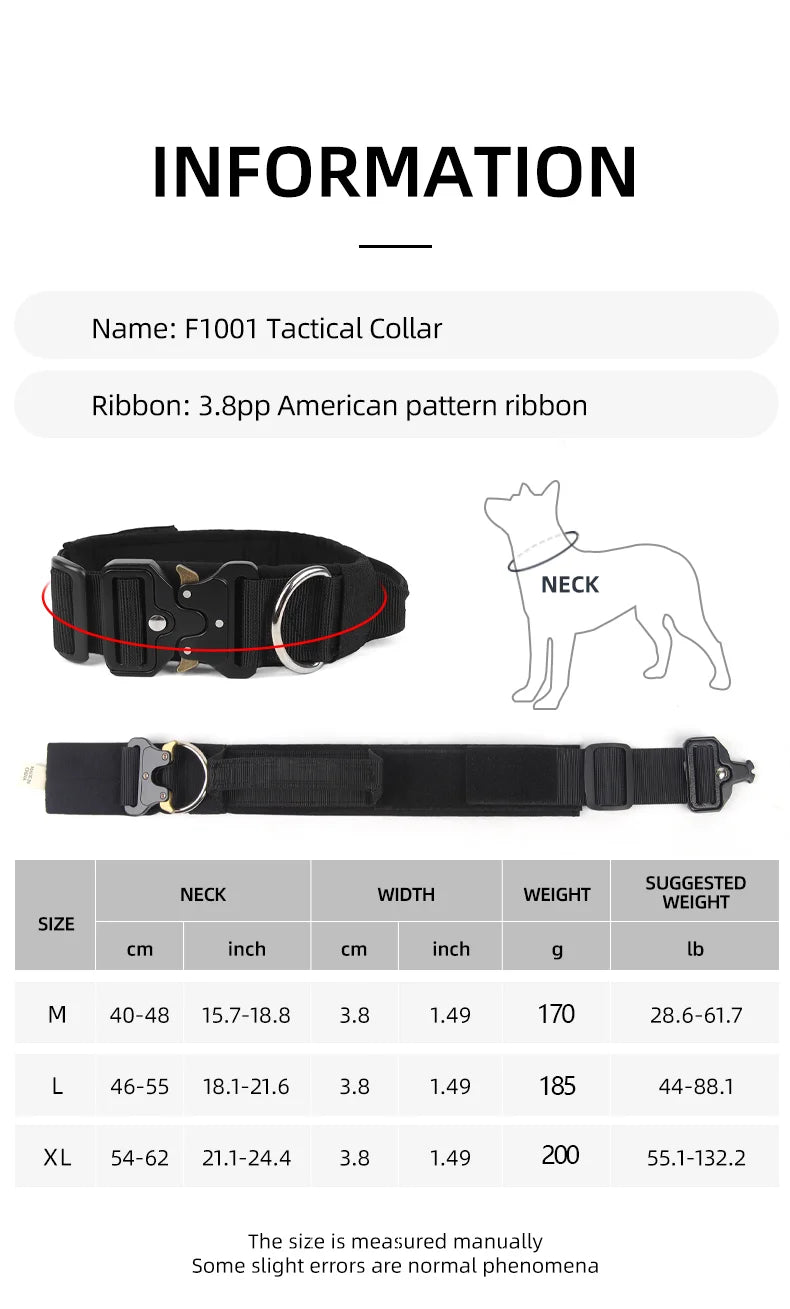 Tactical Dog Collar – Durable Outdoor Collar with Rugged Zinc Alloy Buckle & Soft Lining for Medium & Large Dogs