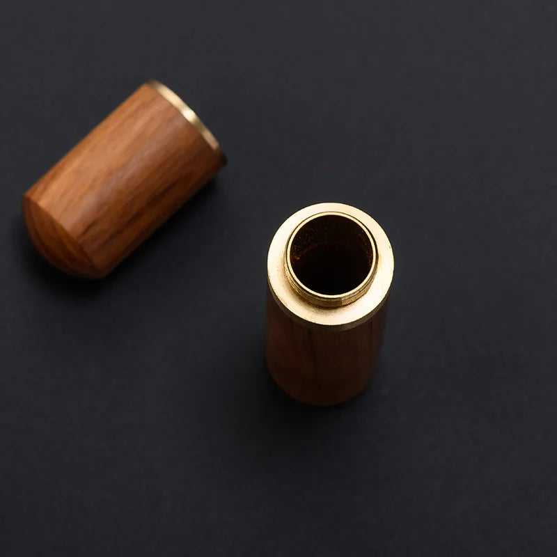 Handmade Wooden Toothpick Holder – Pearwood Capsule Case | Portable Hiking Toothpick Storage Box