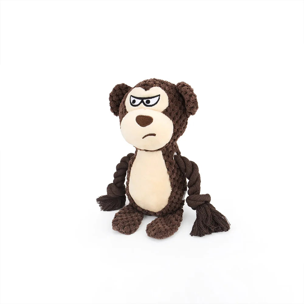 Animal Rope Plush Dog Toy – Rabbit & Monkey Squeaky Chew 🐾🧸
