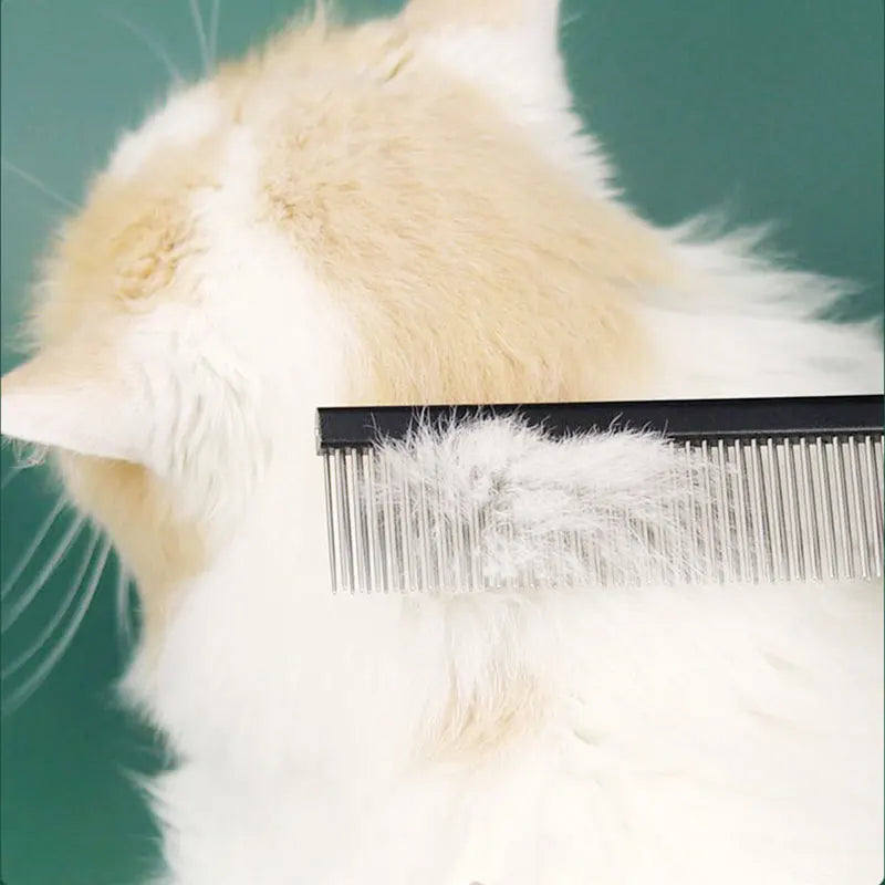 Double Row Dog & Cat Grooming Comb – Stainless Steel Pet Hairbrush for Shedding & Styling