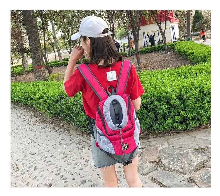 Double Shoulder Pet Carrier Backpack – Portable Mesh Dog Travel Bag for Outdoor Adventures