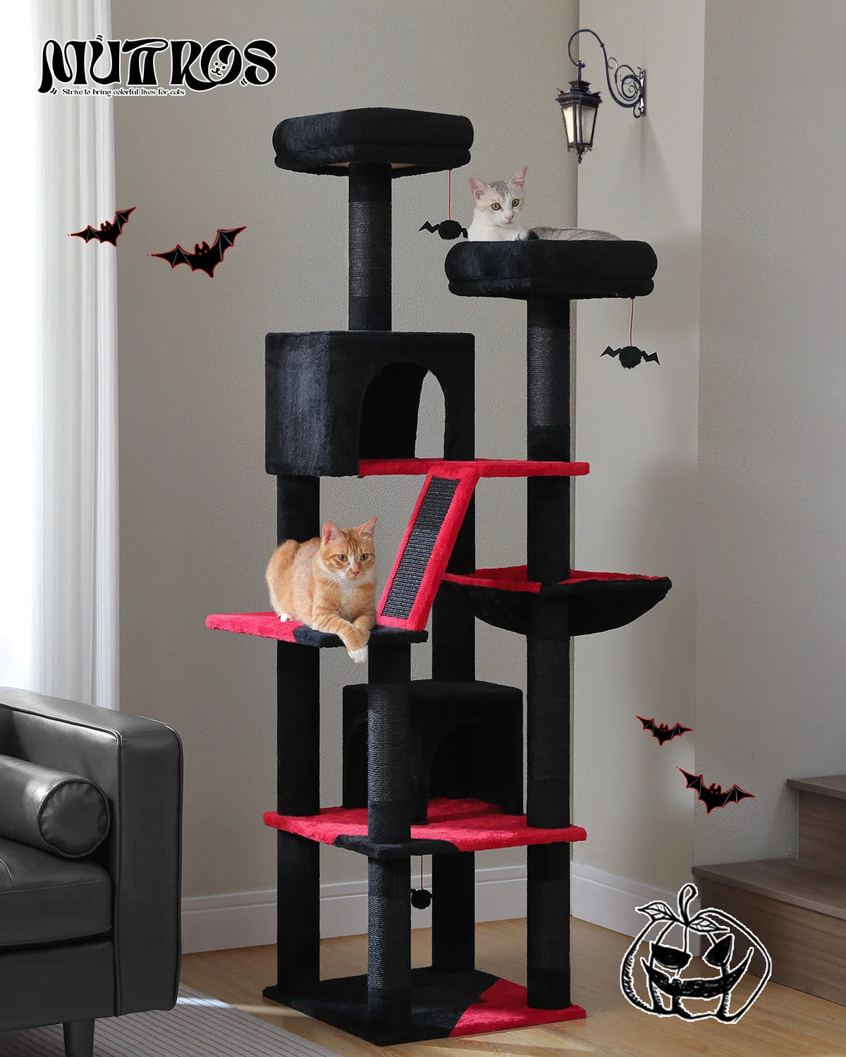 🐾 H180CM Large Cat Tree – Multi-Level Tower with Condos, Perches, Hammock & Sisal Posts