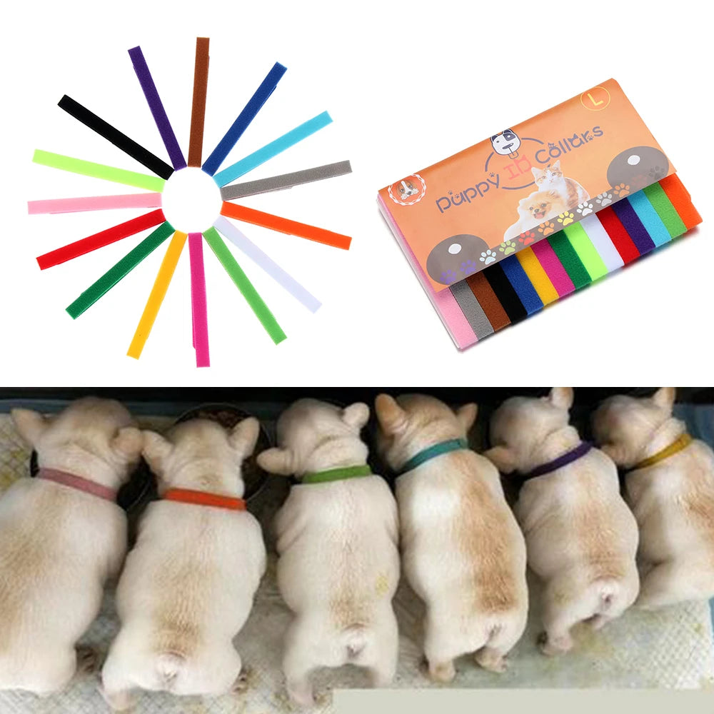 15PCS Adjustable Puppy ID Collars – Soft Nylon Newborn Whelping Collars for Puppies & Kittens