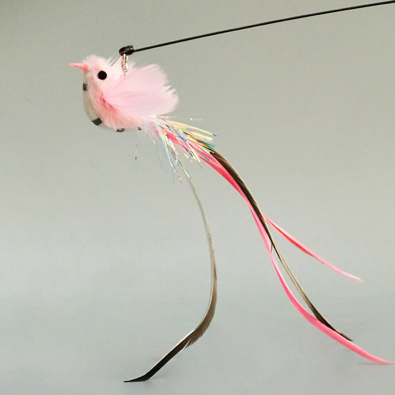 Hands-Free Bird & Feather Cat Wand – Suction Cup Interactive Toy with Bell