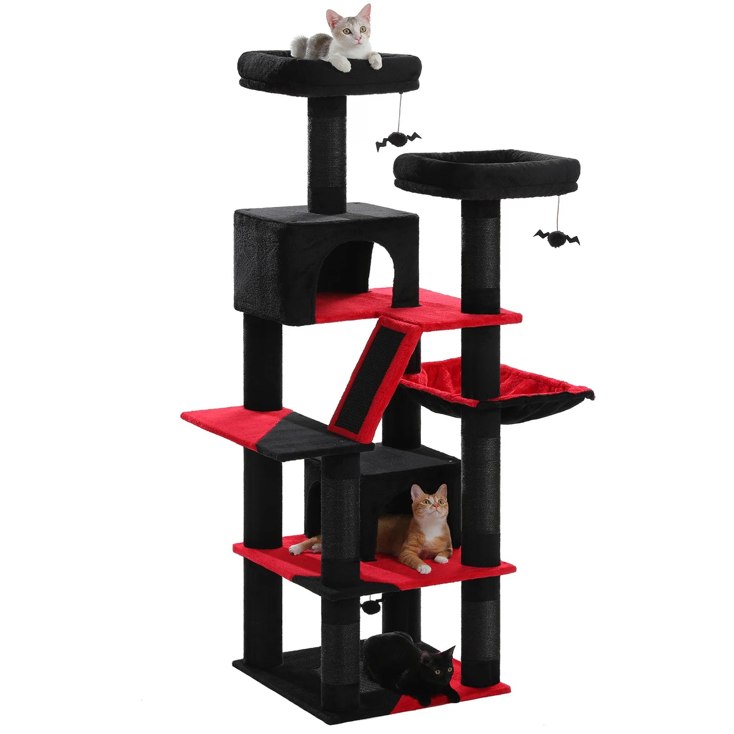 🐾 H180CM Large Cat Tree – Multi-Level Tower with Condos, Perches, Hammock & Sisal Posts