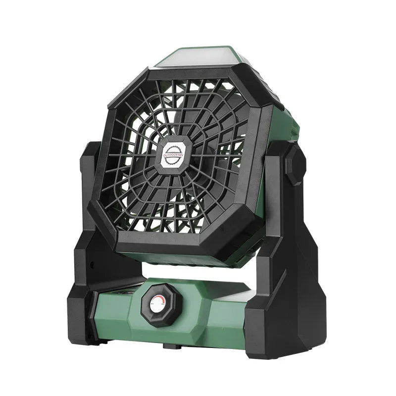 2024 Rechargeable Camping Fan with LED Light – 7800mAh Battery, Hook & Desk Mount for Tent, Car, or Outdoor Trips