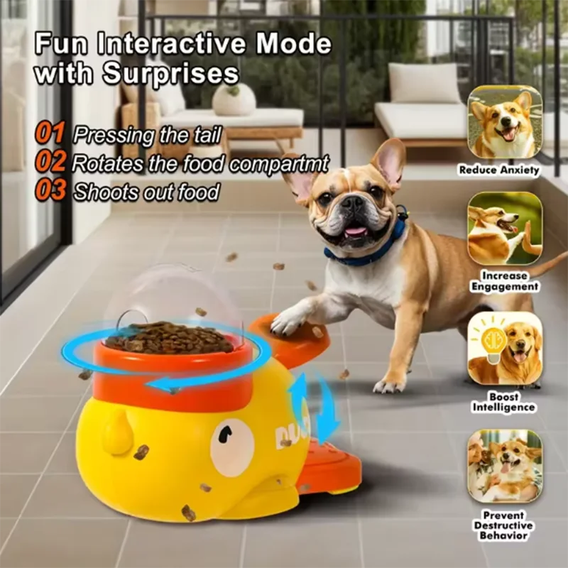Yellow Duck-Shaped Interactive Treat Dispenser – Slow Feeder & Puzzle Toy for Cats & Dogs