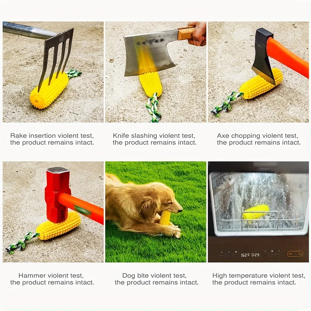 Corn Dog Chew Toys – Toothbrush Style for Aggressive Chewers, Teeth Cleaning & Interactive Play (Medium/Large Breeds)