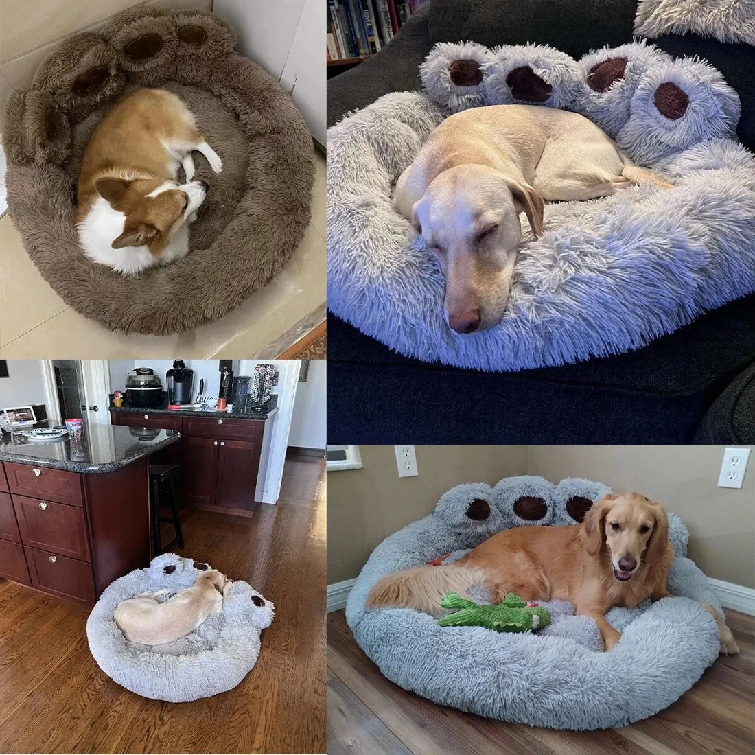 Cute Bear Paw Dog & Cat Bed – Soft Fluffy Pet Sofa Bed for Small to Large Pets