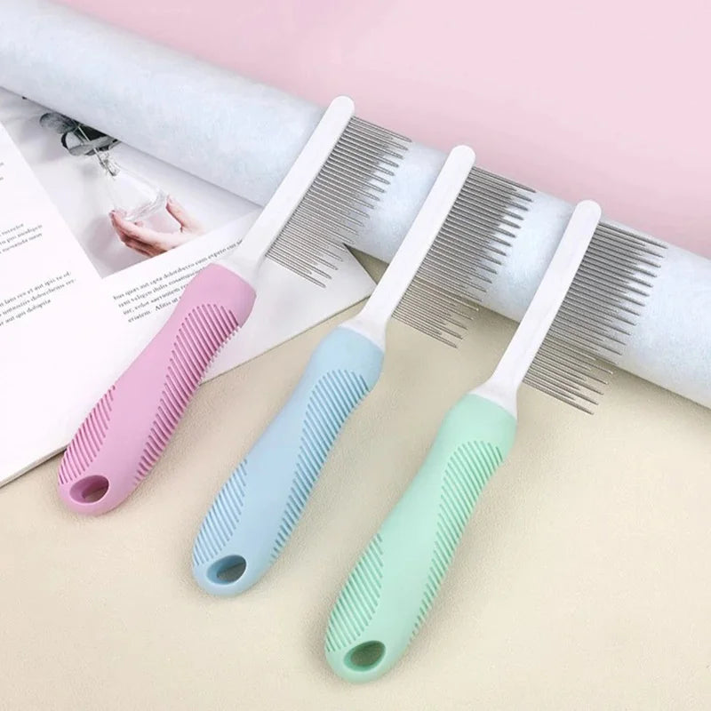 Poodle Detangling Pet Comb with Long & Short Stainless Steel Teeth