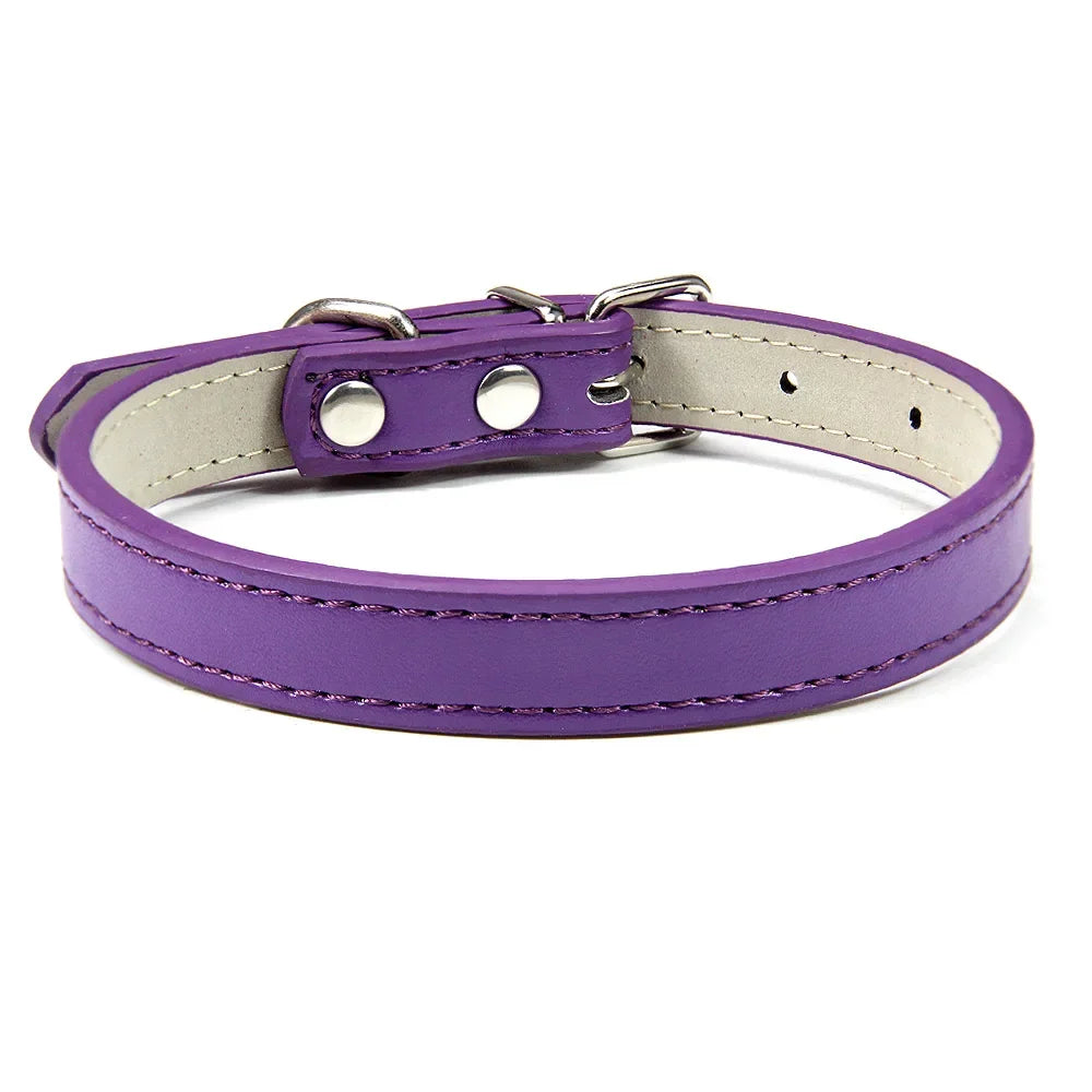 Soft Leather Adjustable Dog Collar – Safe & Stylish for Dogs and Cats