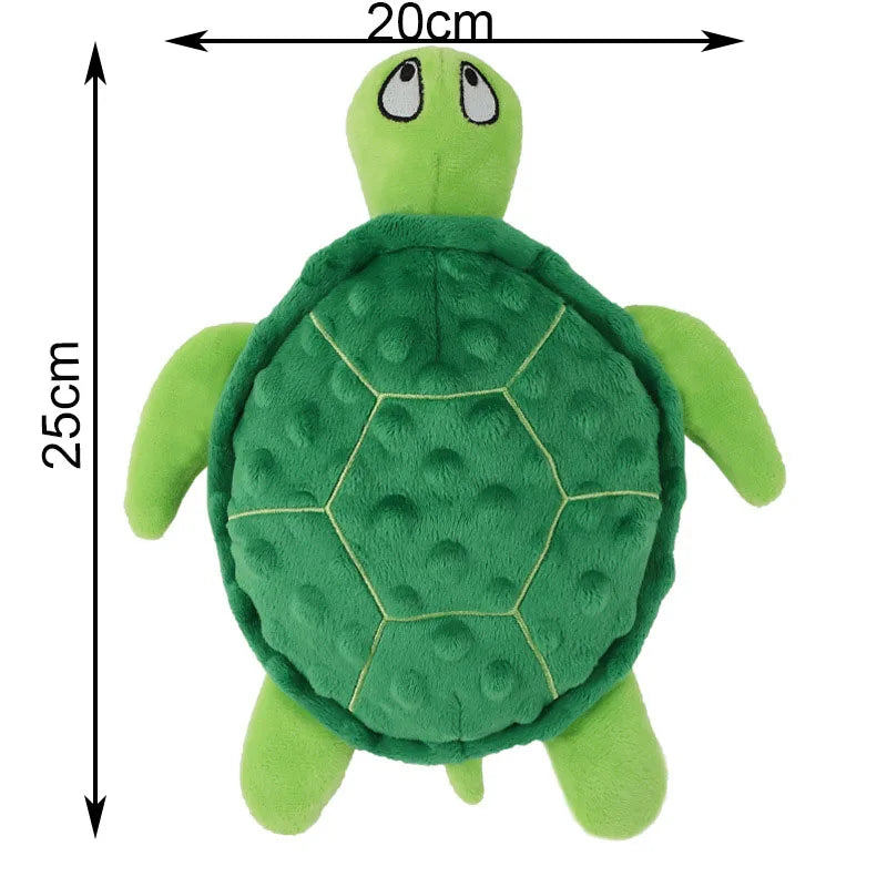 Turtle Plush Squeaky Dog Toy – No Stuffing, Crinkle & Chew 🐢🐶