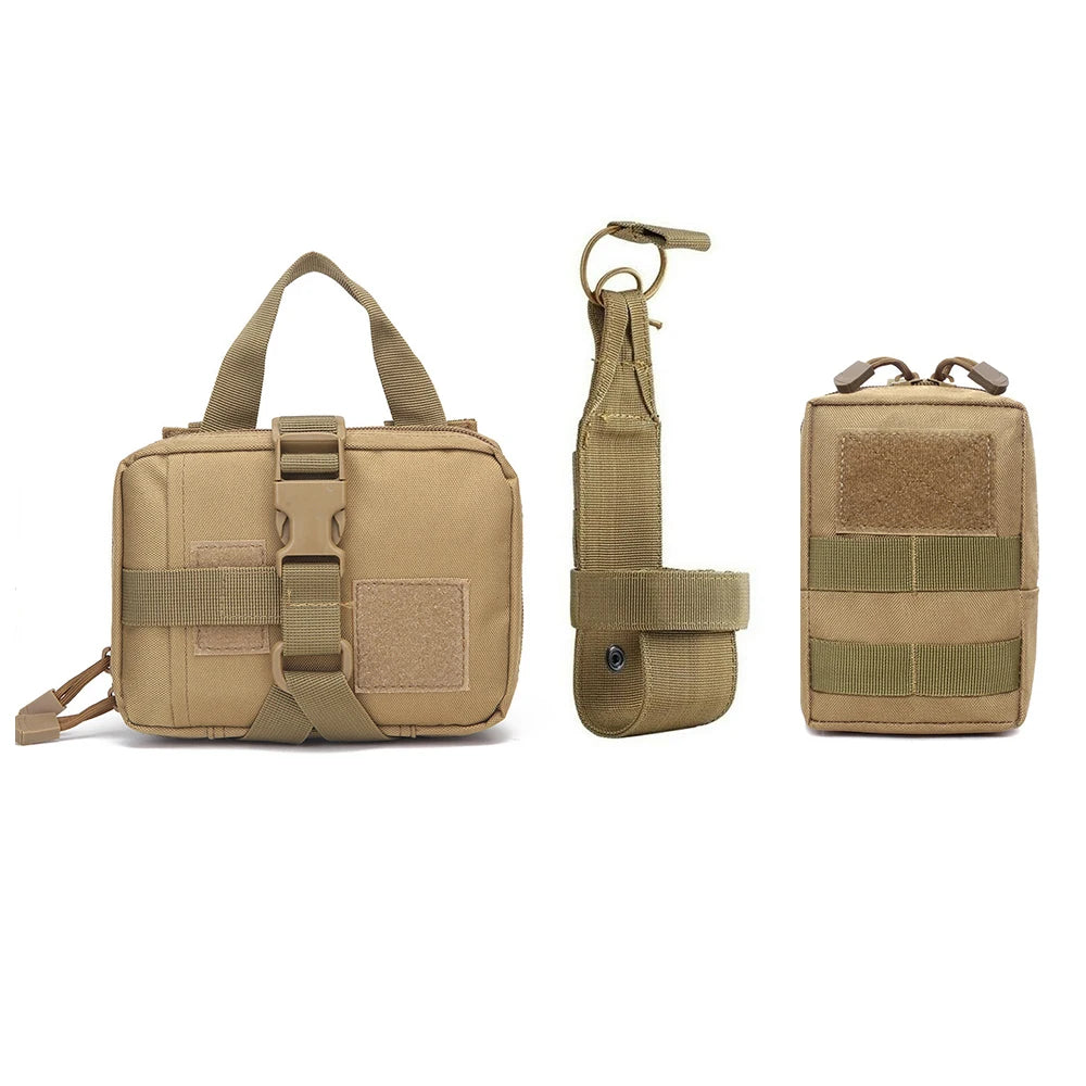 🎒 3Pcs Dog Tactical Bags Set – Molle Pouches & Bottle Holder for Harness Vests 🐾