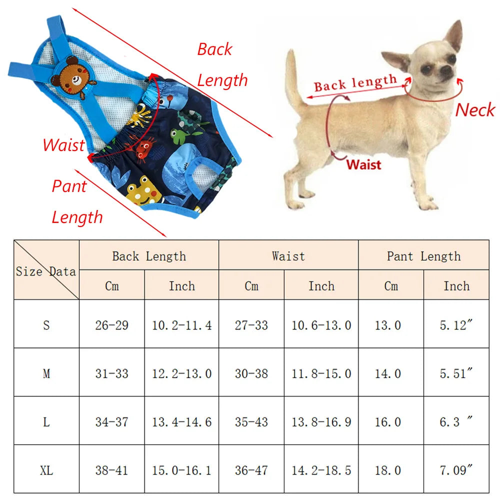 Cartoon Print Female Dog Diaper Shorts – Cute Puppy Physiological Pants