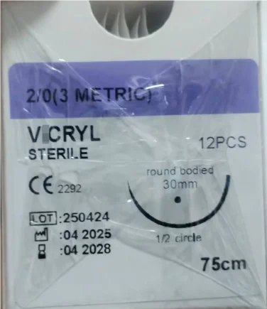 12pcs Absorbable Suture Thread with Needle – Veterinary PGA 75CM for Pet Surgery & Training (2/0 3/0 4/0 5/0)