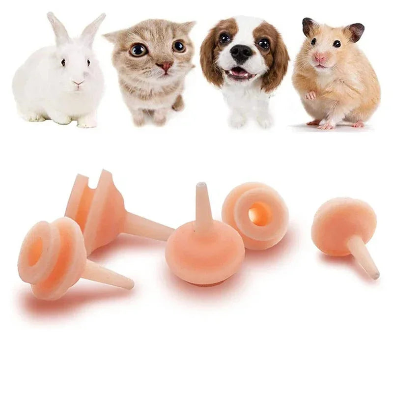 🍼 10pcs Universal Silicone Pet Feeding Nipples – Mini Pacifiers for Newborn Kittens, Puppies, Rabbits & Small Animals