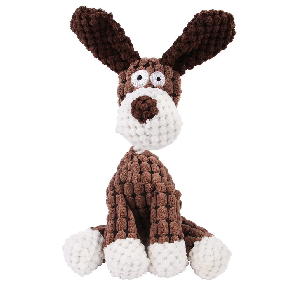 🐵🐷 Corduroy Monkey & Pig Plush Dog Toy – Squeaky, Durable & Fun