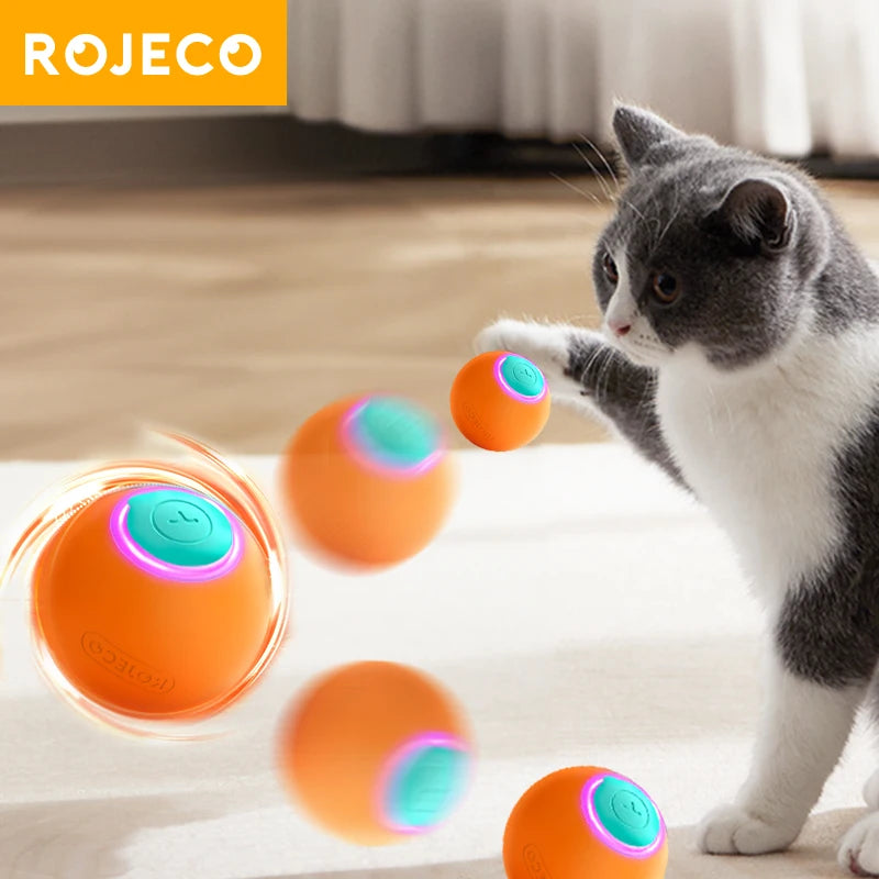 🐾 ROJECO Smart Interactive Cat Bouncing Ball – Self-Moving Electric Pet Toy for Cats & Dogs