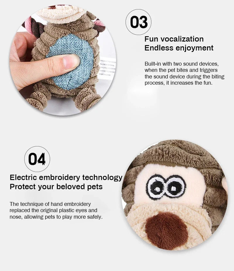 Plush Animal Squeaky Dog Toy – Bite-Resistant Chew & Play 🐾🧸