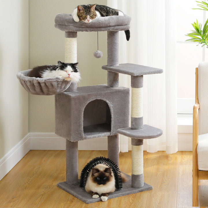 🐾 Cat Tree Tower Condo – Plush Perch, Hammock & Sisal Scratching Posts